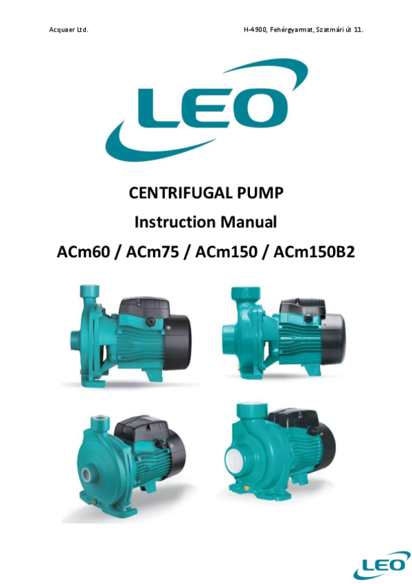 ACm60 centrifugal pump Instruction manual