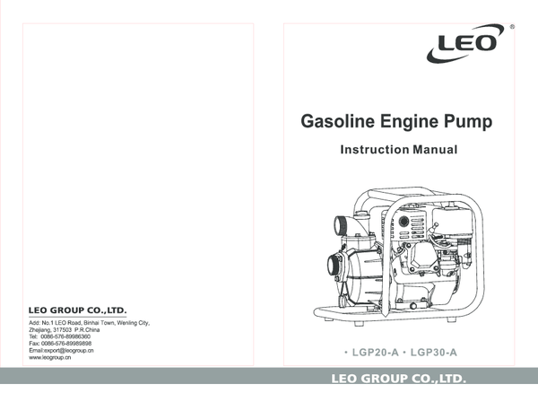 Gasoline water pump LGP20-A Instruction manual