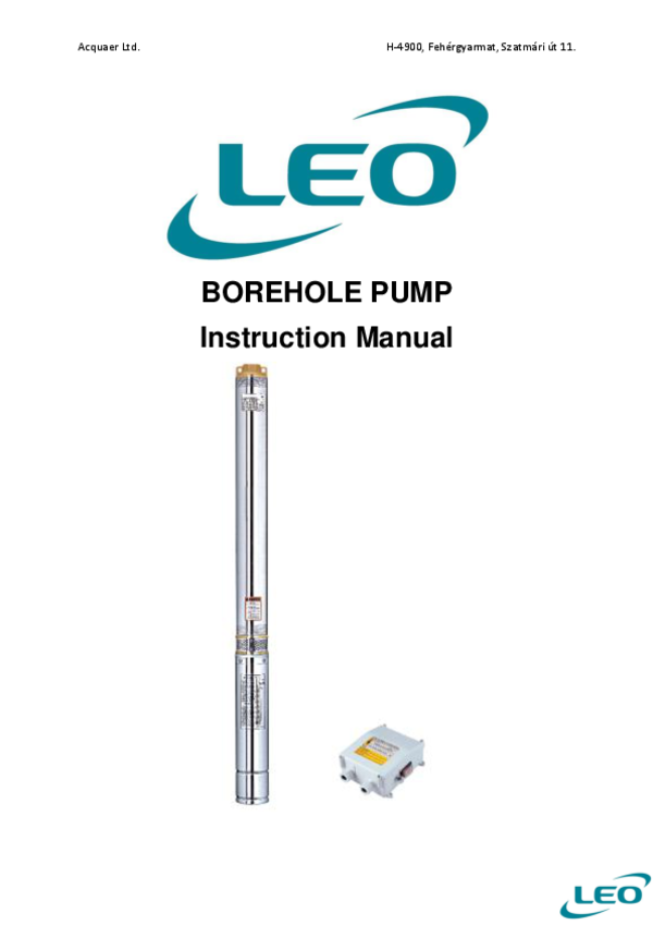 4XRm4/10-0.75 submersible borehole pump Instruction manual